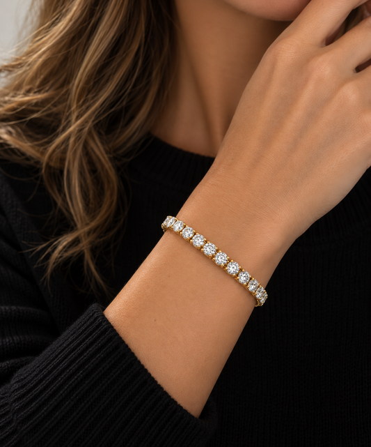 10 Carat Lab Grown Tennis Bracelet - Yellow Gold