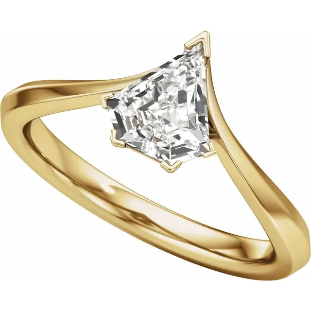 1 Carat Lab Grown Shield Cut Diamond Ring