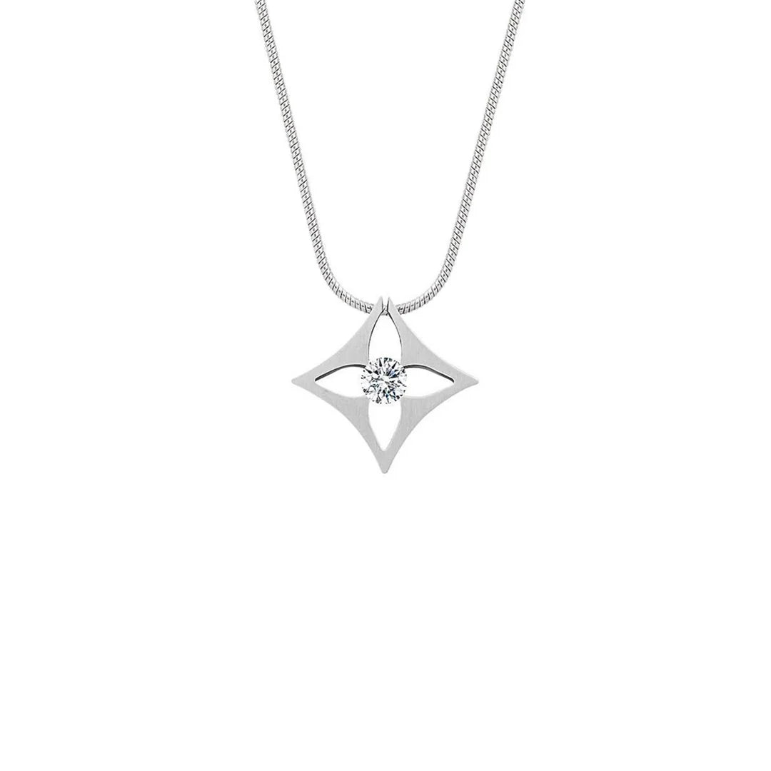 Floro Stainless Steel Pendant Necklace - 20 inch