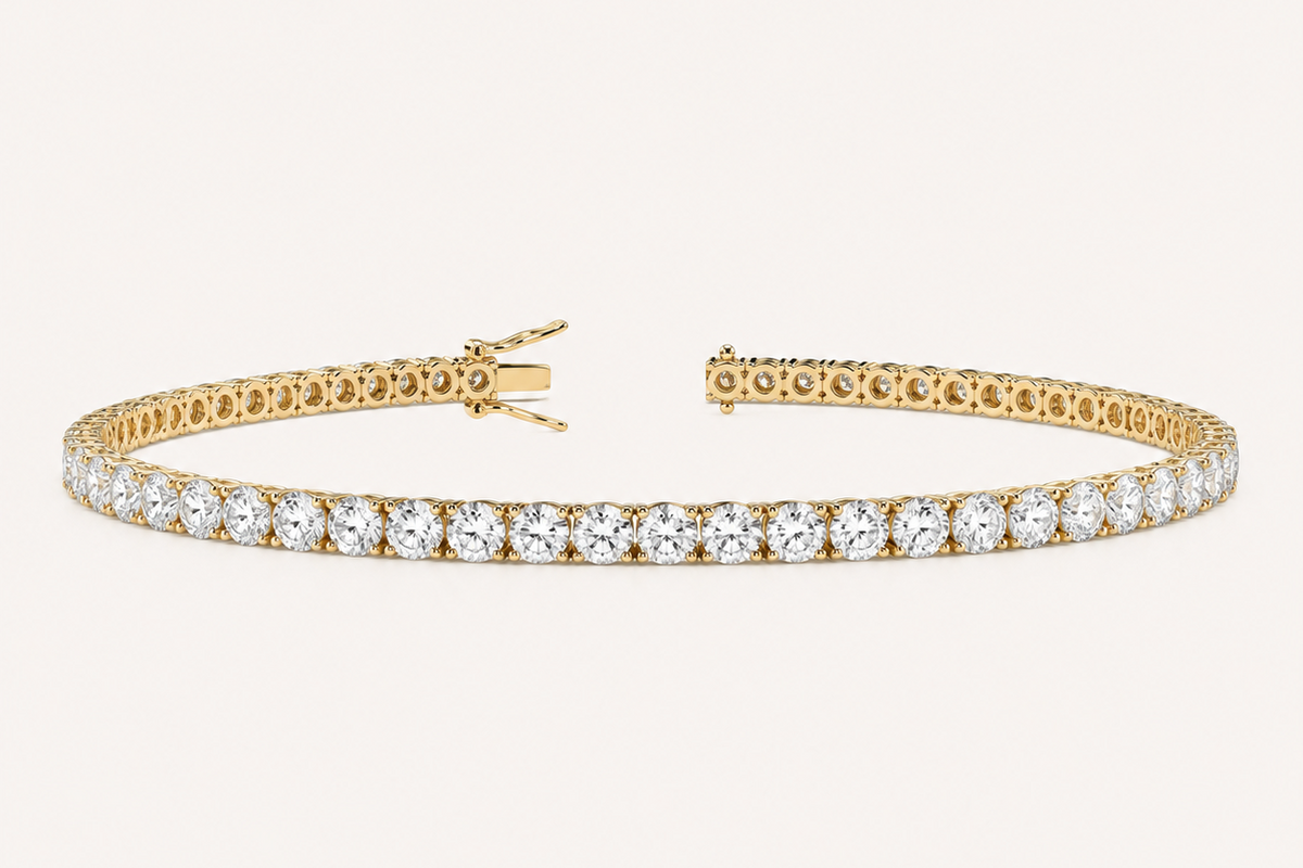 10 Carat Lab Grown Tennis Bracelet - Yellow Gold