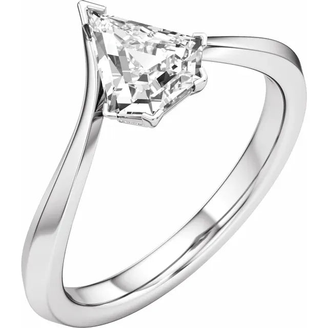 1 Carat Lab Grown Shield Cut Diamond Ring