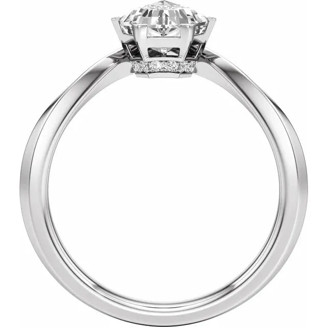 1 Carat Lab Grown Shield Cut Diamond Ring