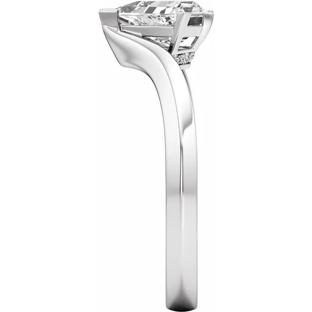 1 Carat Lab Grown Shield Cut Diamond Ring