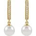 Cultured White Freshwater Pearl & Natural Diamond Hoops