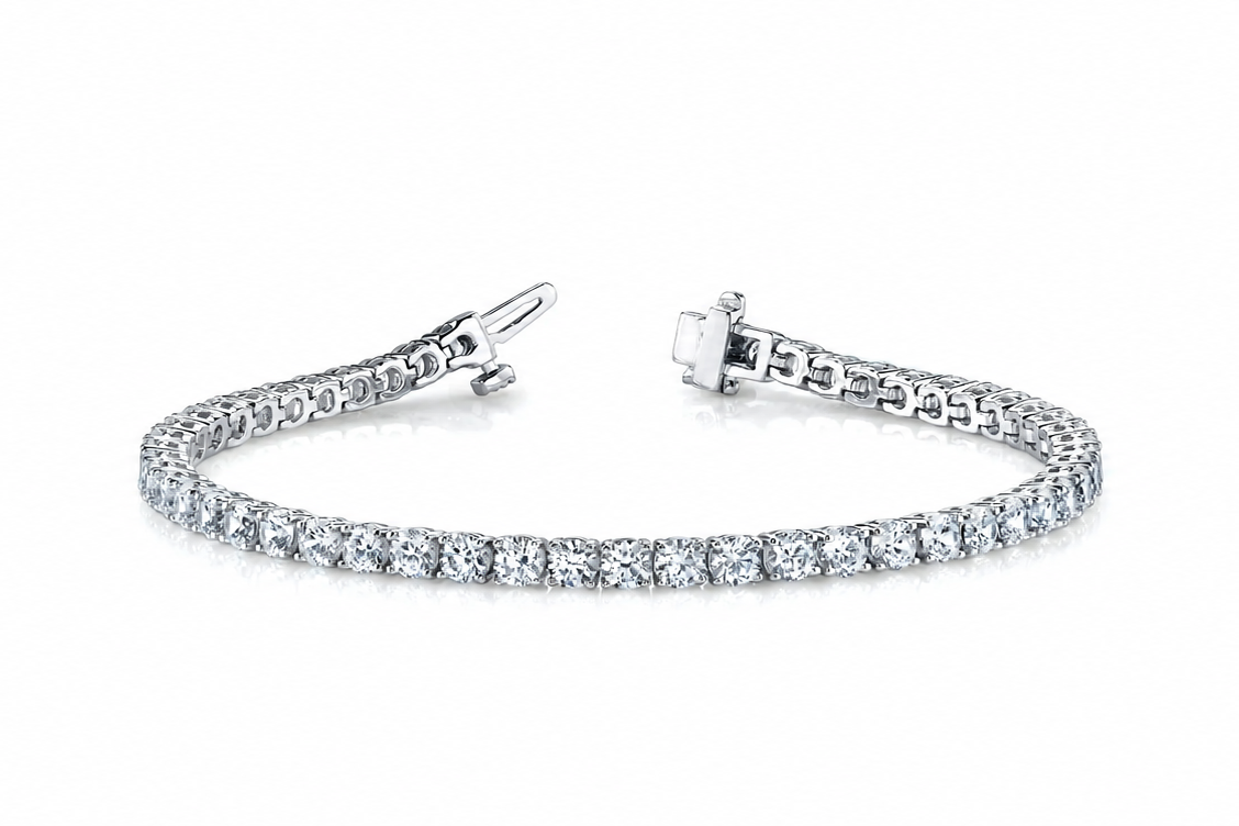 8 Carat White Gold 7" Lab Grown Bracelet