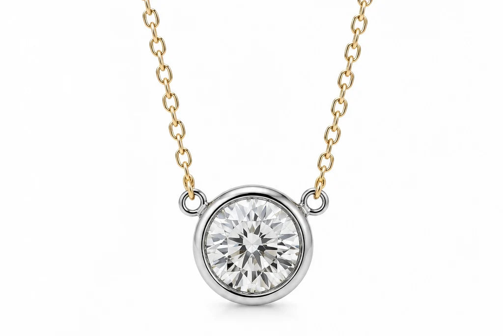 Diamond Bezel Set Two Tone Pendant