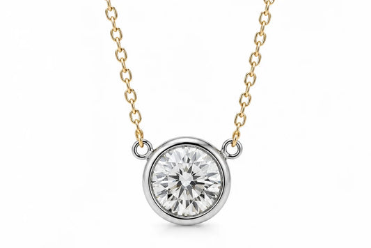 Diamond Bezel Set Two Tone Pendant