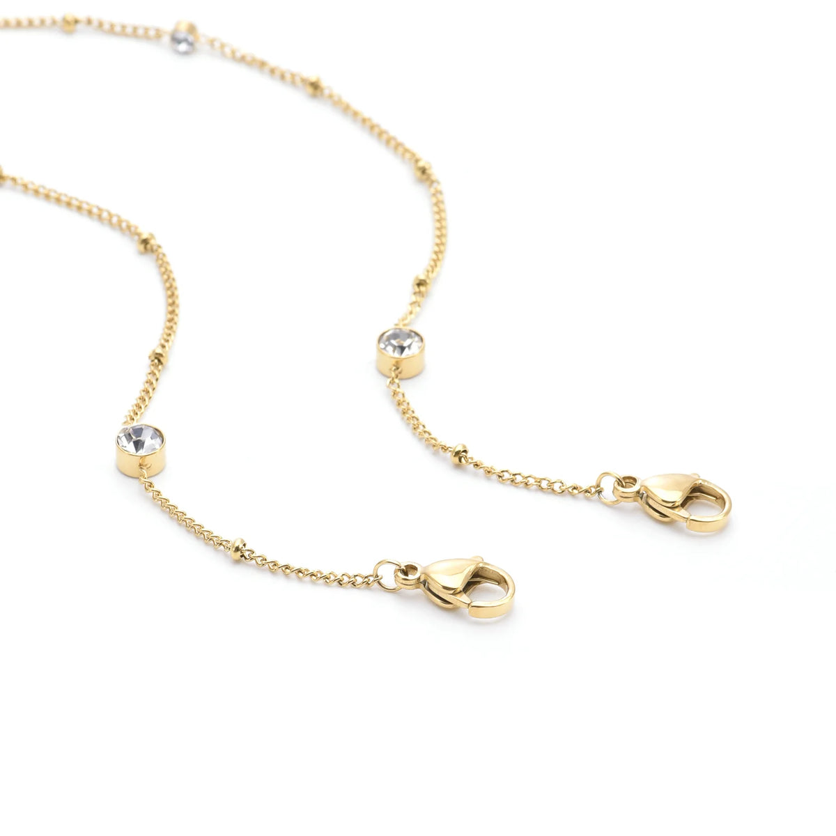 8-Stone Gold Pavé Station Necklace/Bracelet