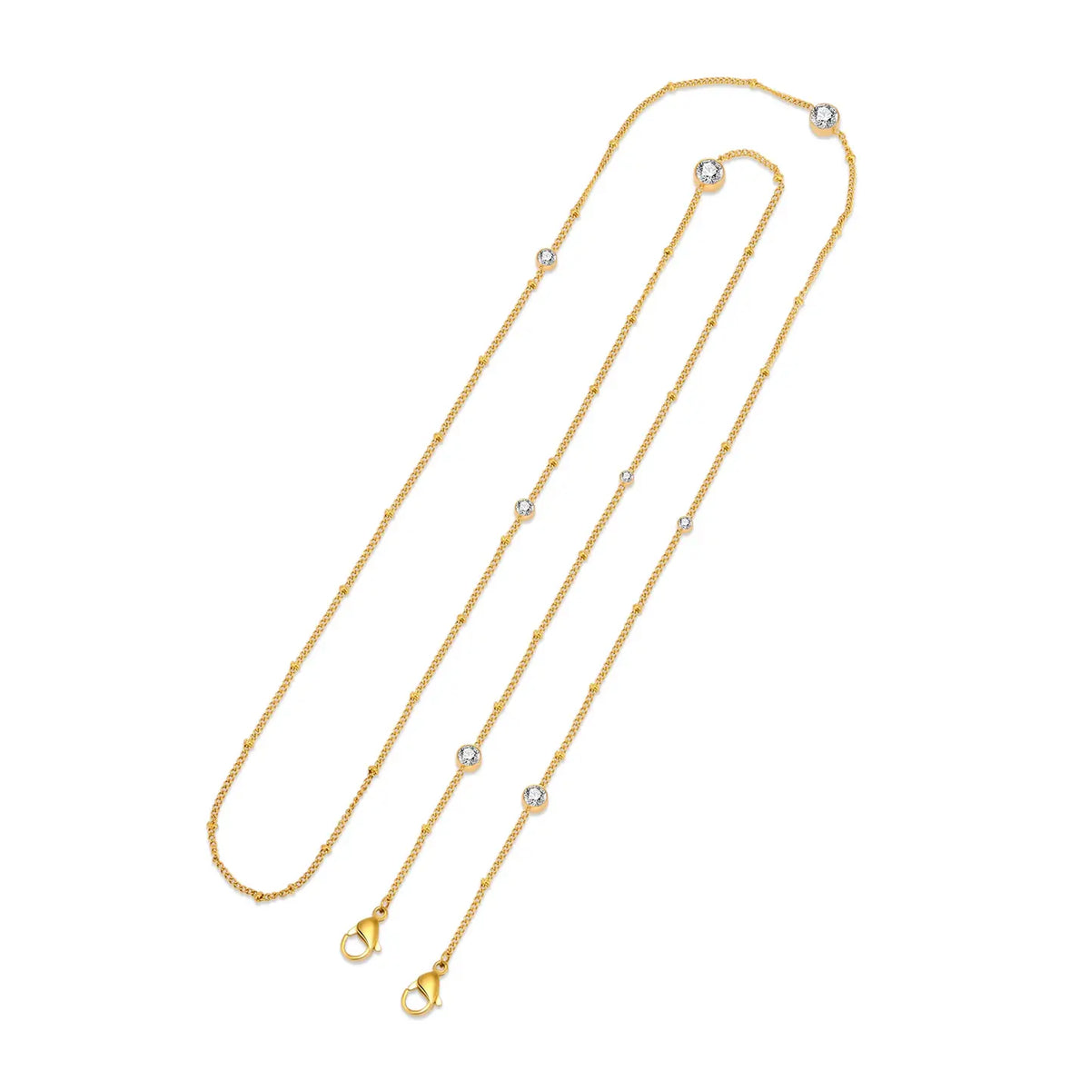 8-Stone Gold Pavé Station Necklace/Bracelet