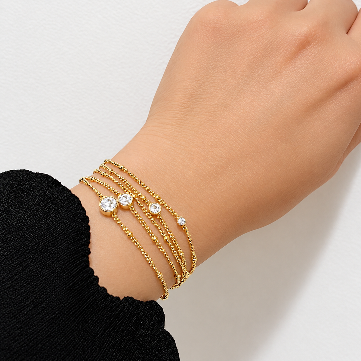 8-Stone Gold Pavé Station Necklace/Bracelet