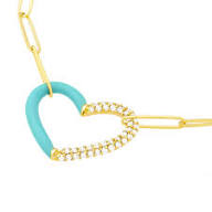 Heart Shape Diamond Pendant with Turqouise Enamel