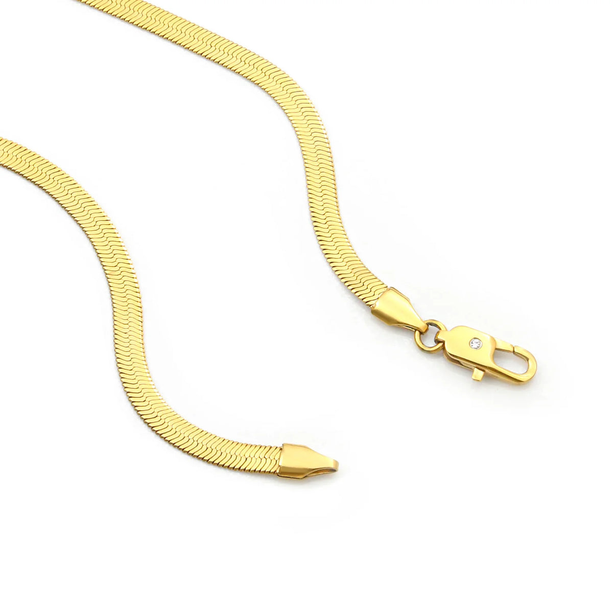 Gold Plated Herringbone Chain Necklace/ 4mm