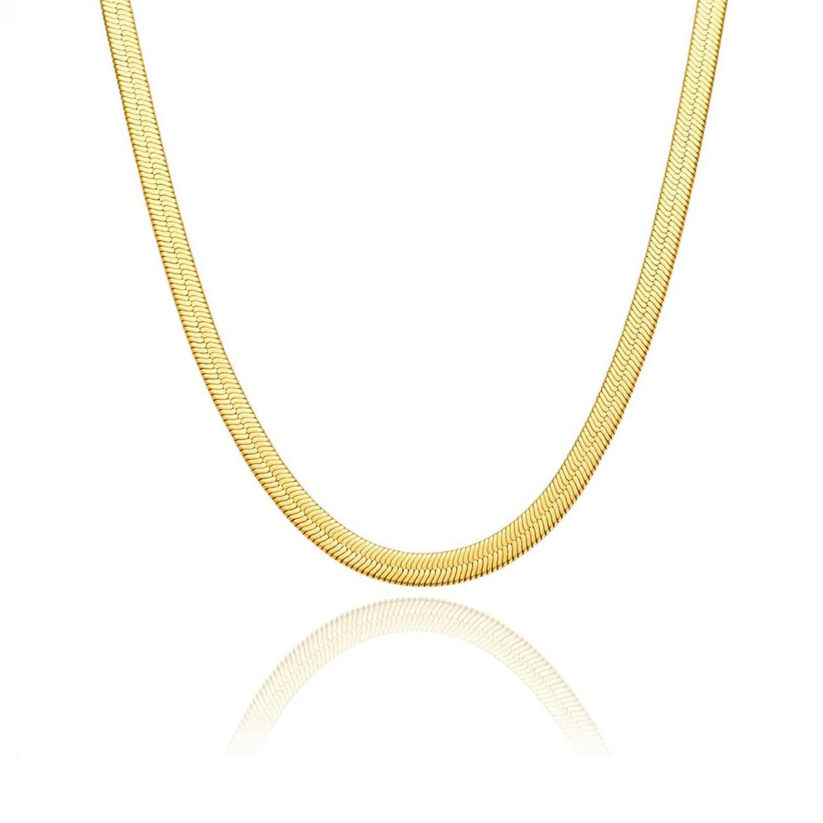 Gold Plated Herringbone Chain Necklace/ 4mm