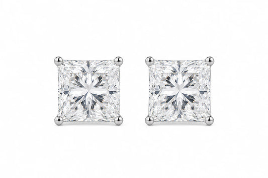 2 Carat Lab Grown Princess Cut Diamond Studs