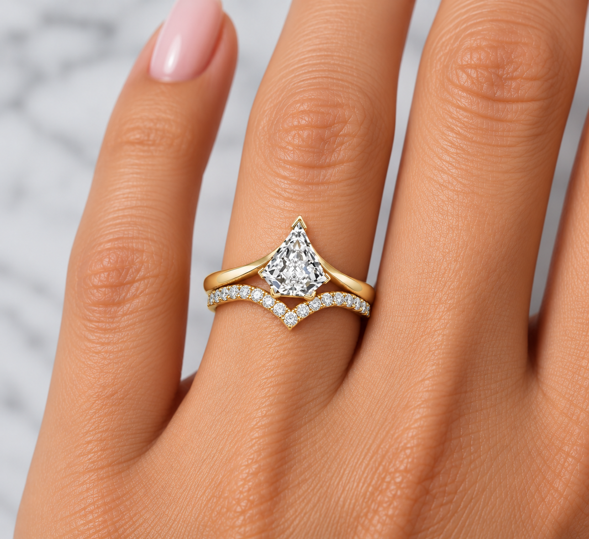 1 Carat Lab Grown Shield Cut Diamond Ring